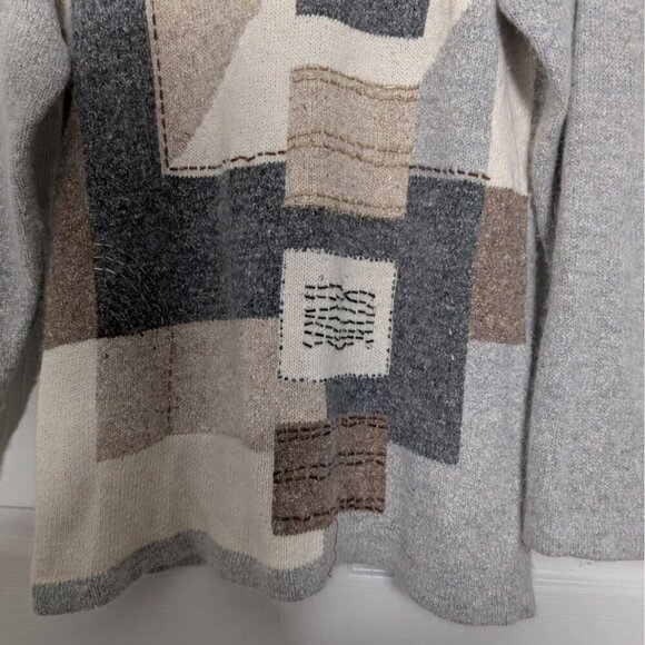 Vintage Silk Angora Beaded Sweater Womens Size Medium Gray Art Deco Mock Neck - Picture 3 of 14